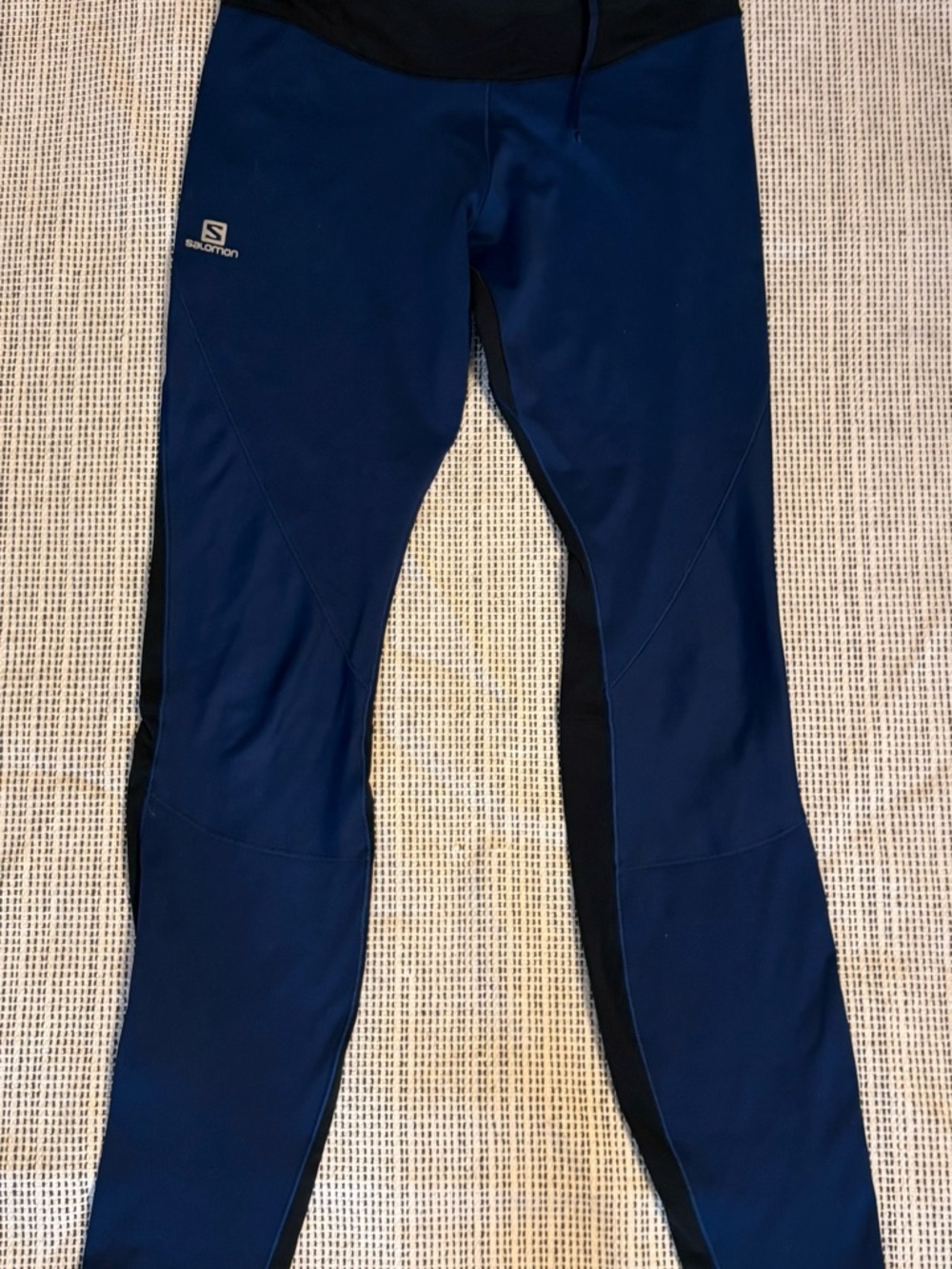 Salomon Navy Blue and Black - Gore Windstopper Performance Leggings with Logo